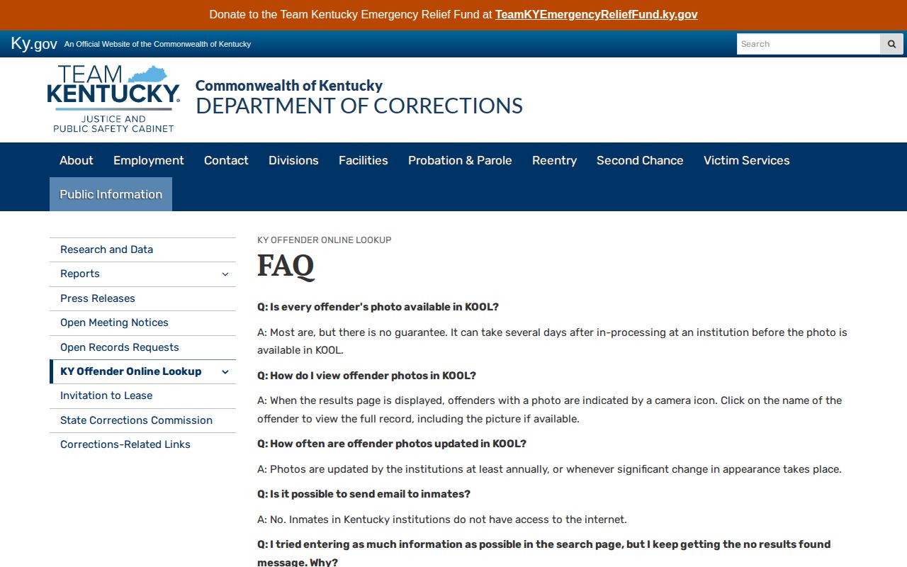 KOOL guidance for a McCracken County projected release date