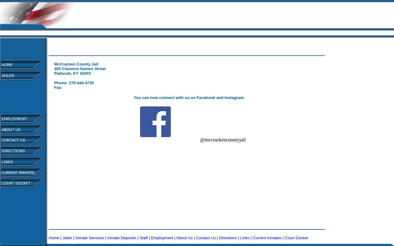 McCracken County Jail contact page and official social photo channel